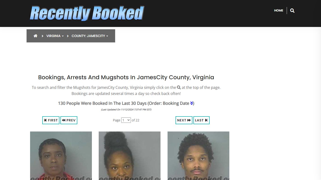 Bookings, Arrests and Mugshots in JamesCity County, Virginia