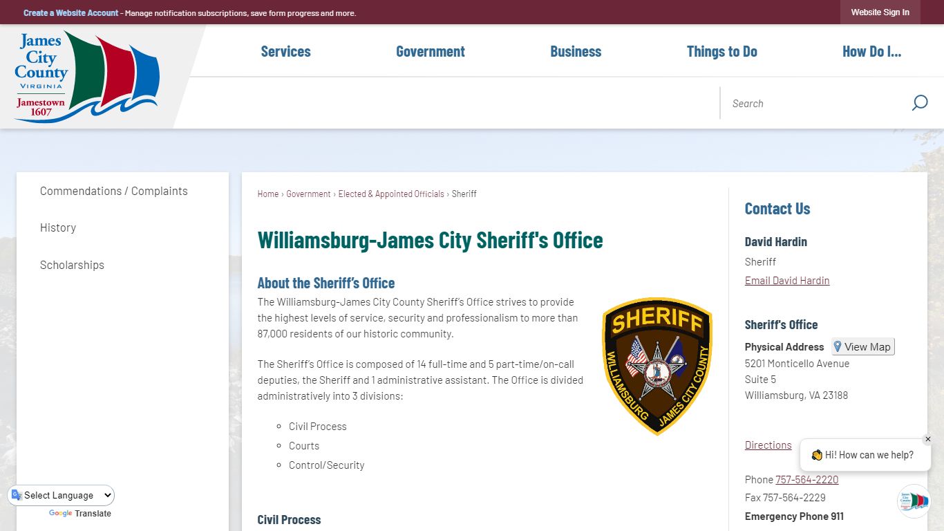 Williamsburg-James City Sheriff's Office | James City County, VA